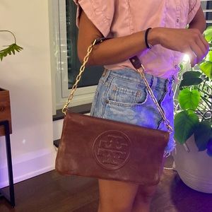 Leather Tory Burch pouch